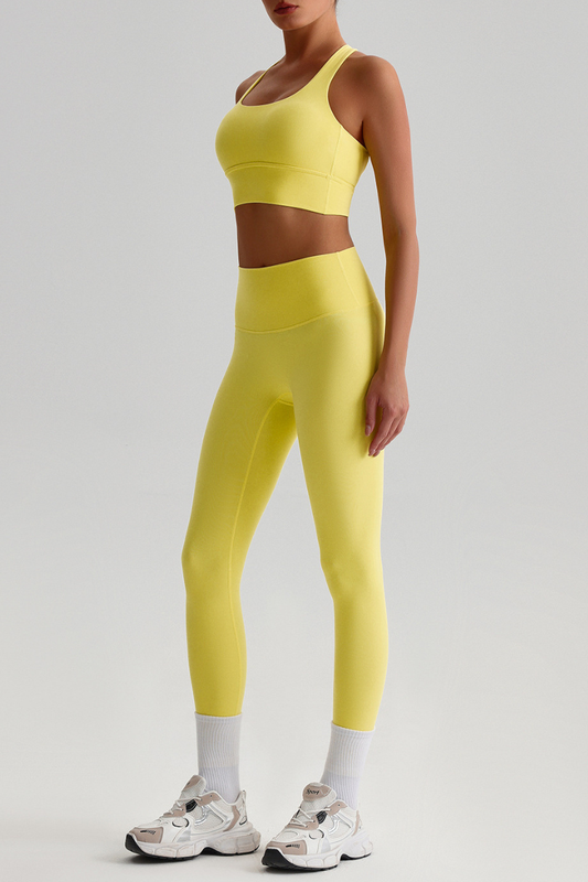 Women's Bare Feel Cross Back Bra & High Waist Leggings Set