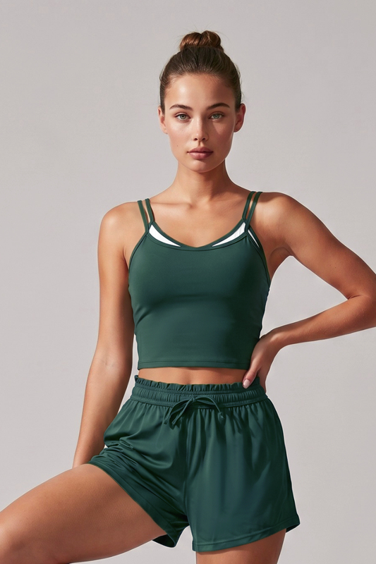 Women's Double-Strap Straps Faux Two-Piece Sports Tank Top