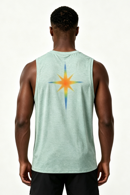 Men's Raglan Crew Neck Printed Quick Dry Athletic Tank Top