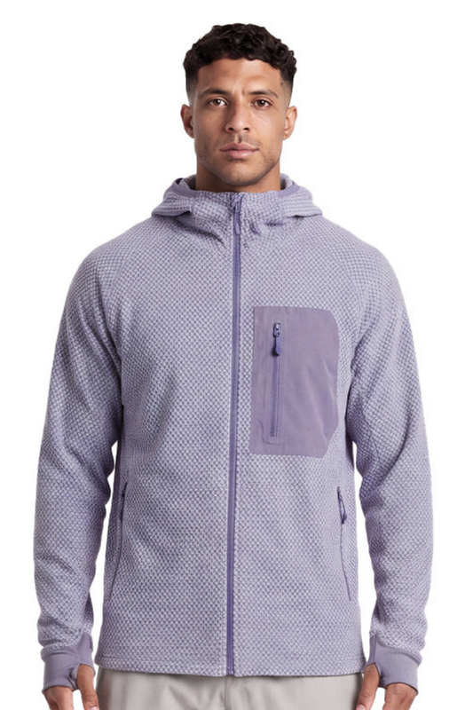 Men's Fall Thermal Fleece Hooded Jacket with Thumbhole Cuff