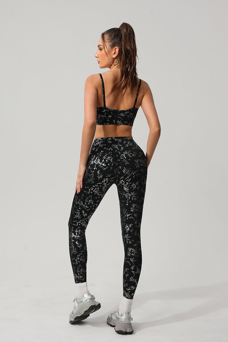 Women Gold Foil Fabric Sports Bra