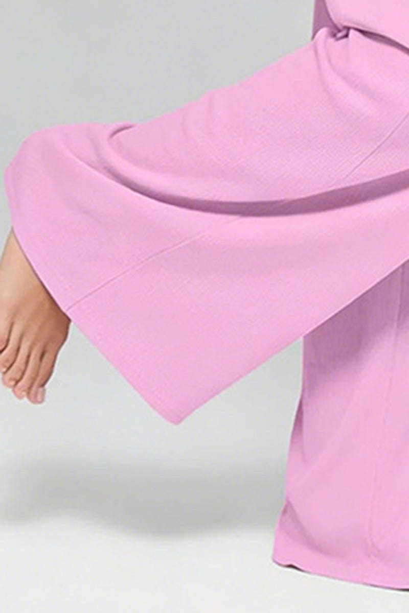 Women's Casual Top And Low-Rise Flowy Wide-Leg Pants Set