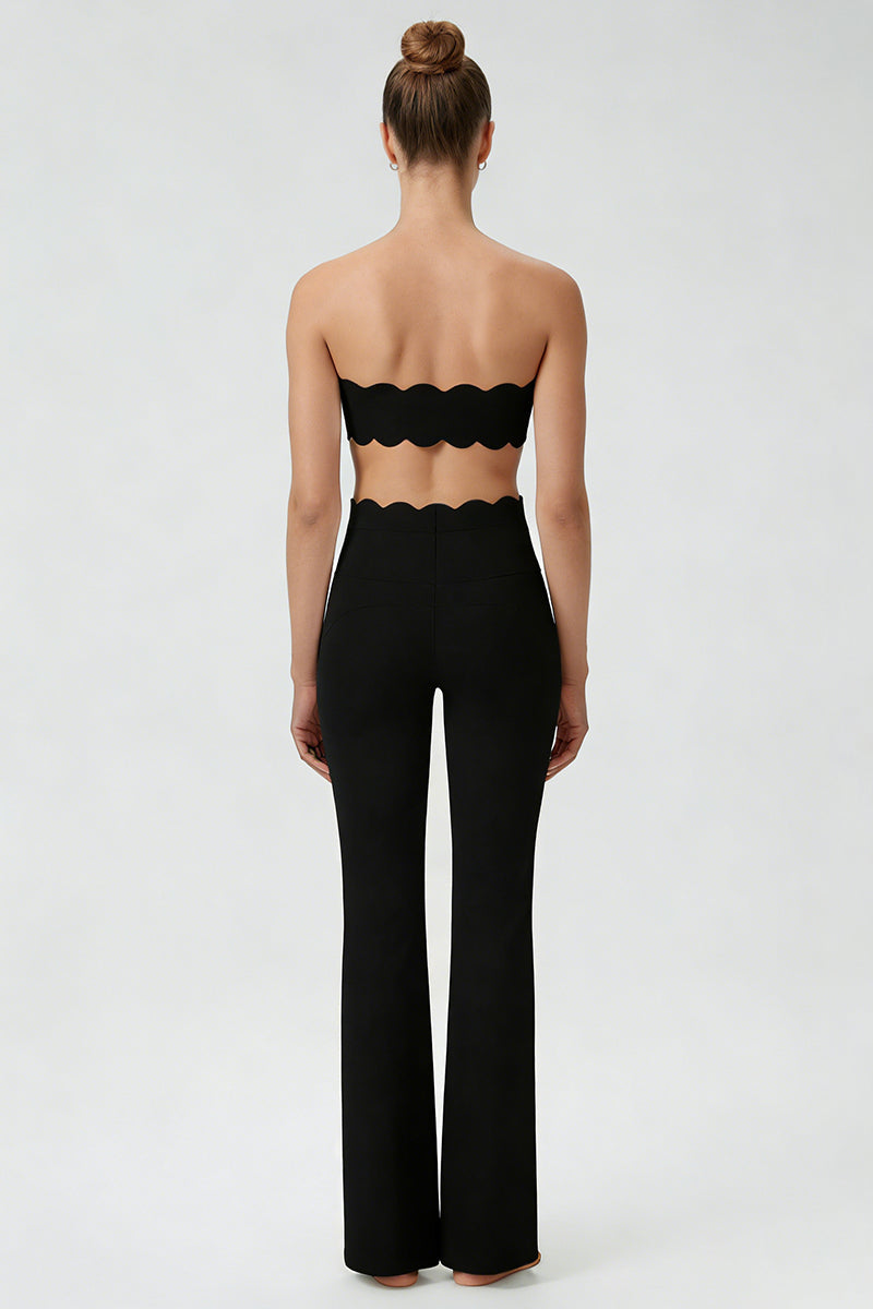 Women's 2-Piece Sets:Scalloped Edge Bra & Flare Leggings