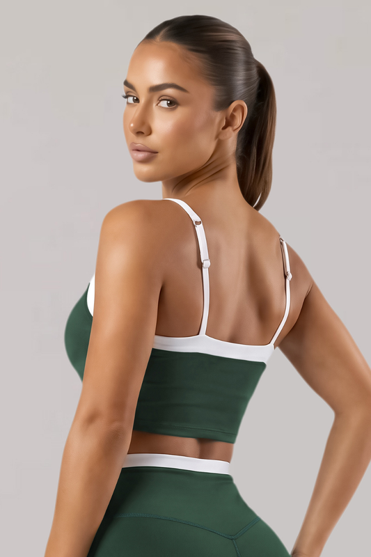 Women's Color Block Adjustable Thin Strap Sports Bra