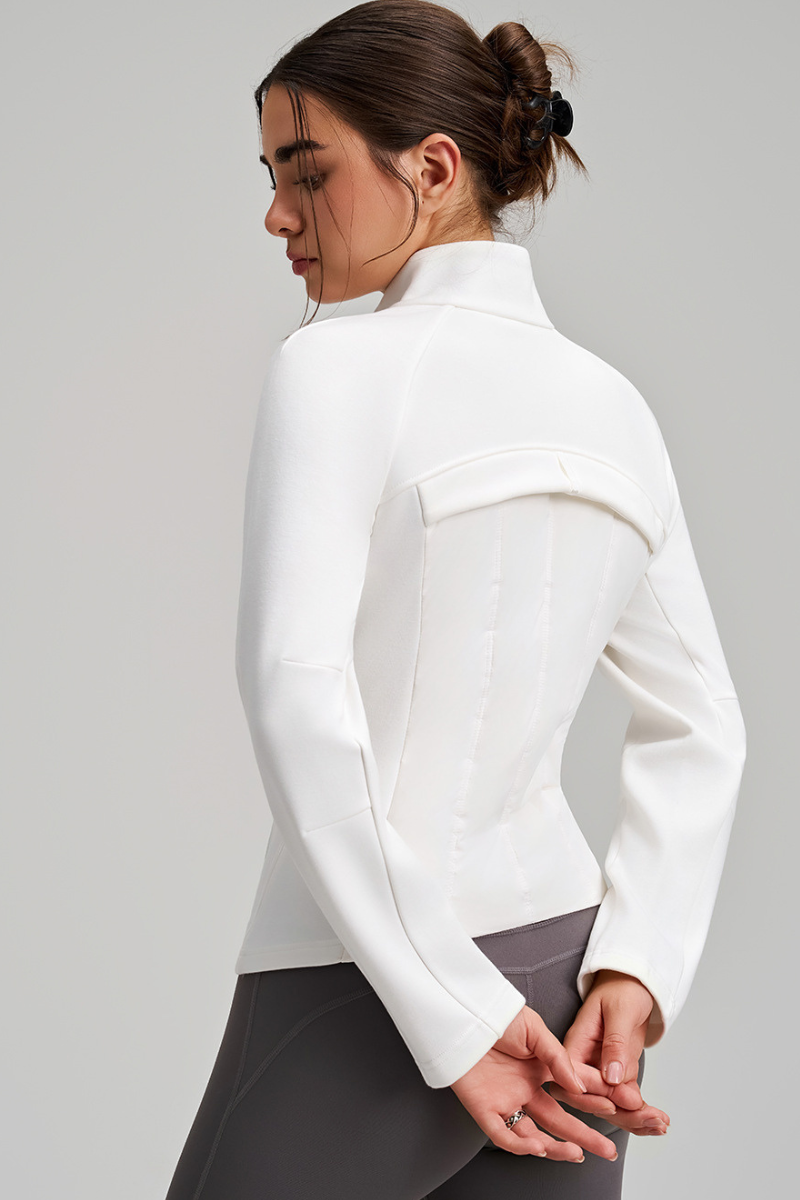 Short-length, lightweight down-filled down jacket