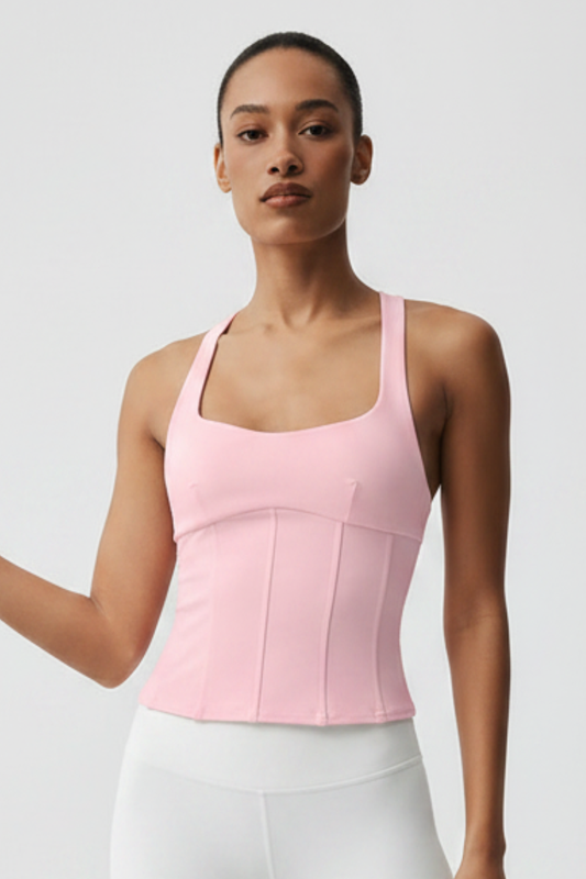 Women's Fishbone Shaping Cross Back Yoga Sports Tank Top