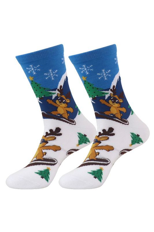 Unisex Christmas Graphic Print Mid-Calf Crew Socks
