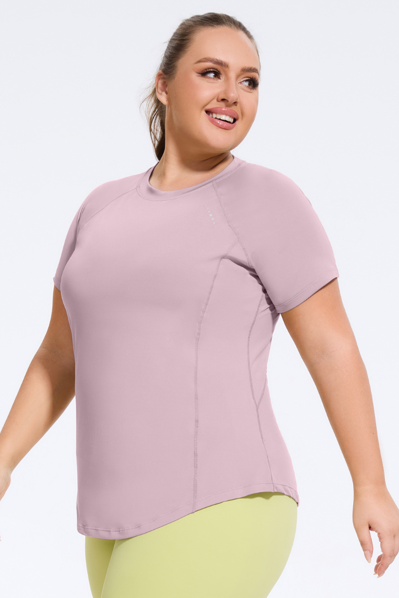 Plus Size Women's Athletic Curved Hem Yoga T-shirt