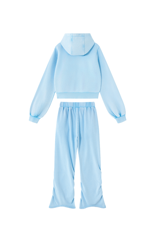 Unisex Fall Vintage Washed Distressed Jacket & Sweatpant Set