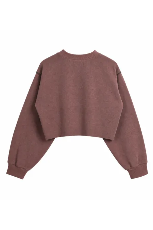 Women Cropped Exposed Seam Sweatshirt