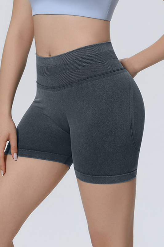 Women's Athletic Seamless Washed Pleated Yoga Shorts