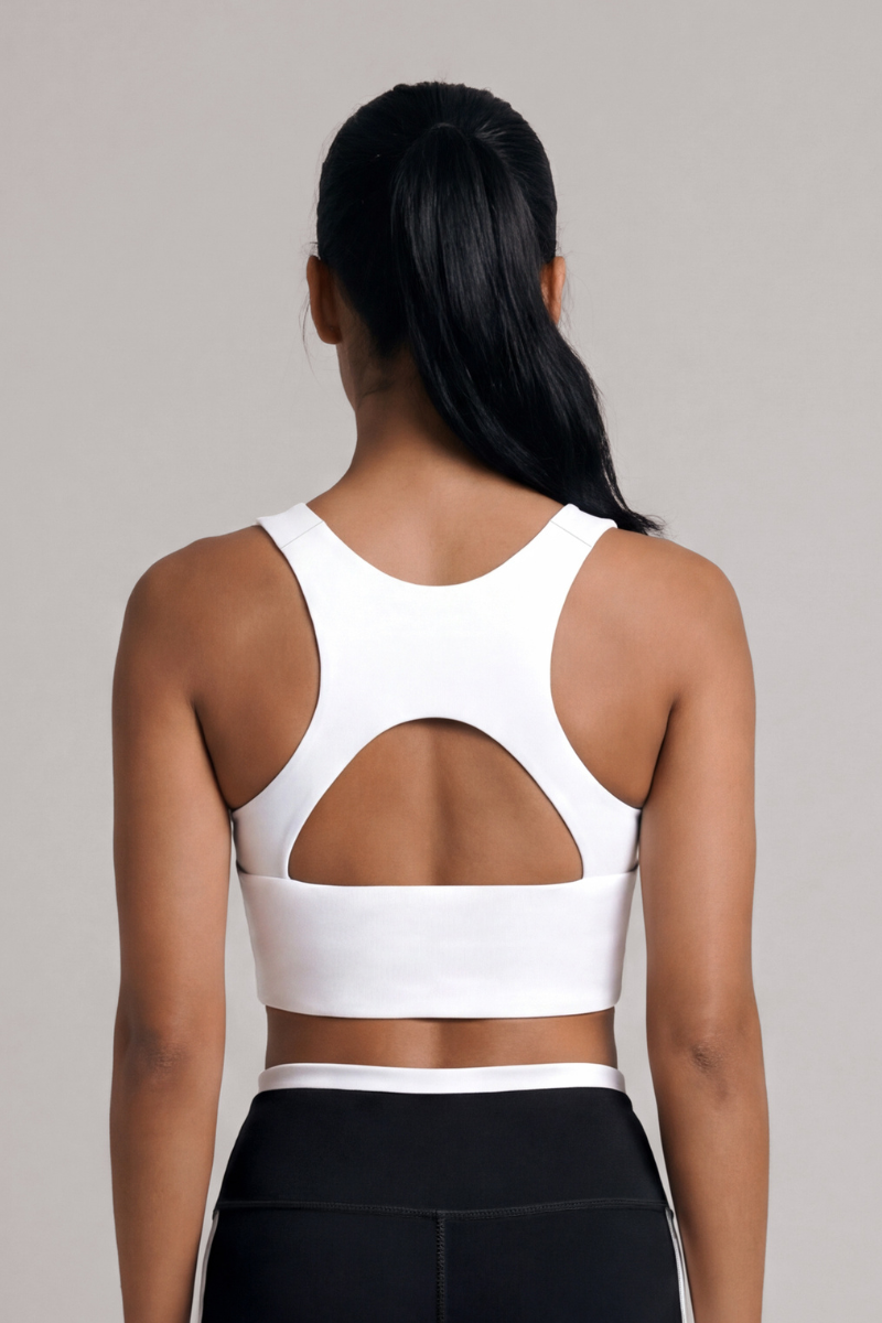 Women's Color Block Wide Strap Back Cutout Sports Bra