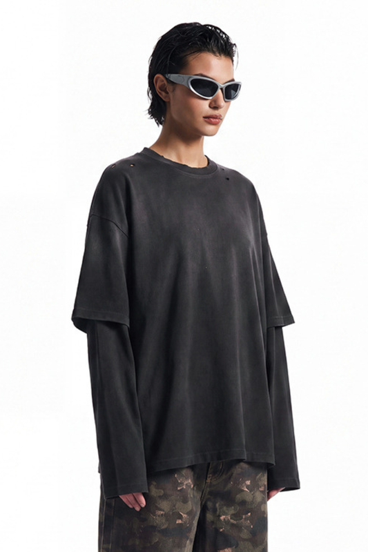 Women's 100% cotton Vintage Wash Gradient Relaxed Pullover