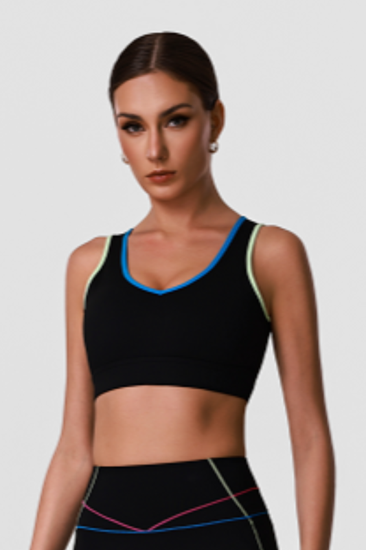 Women's Color Block Cutout Back Sports Bra