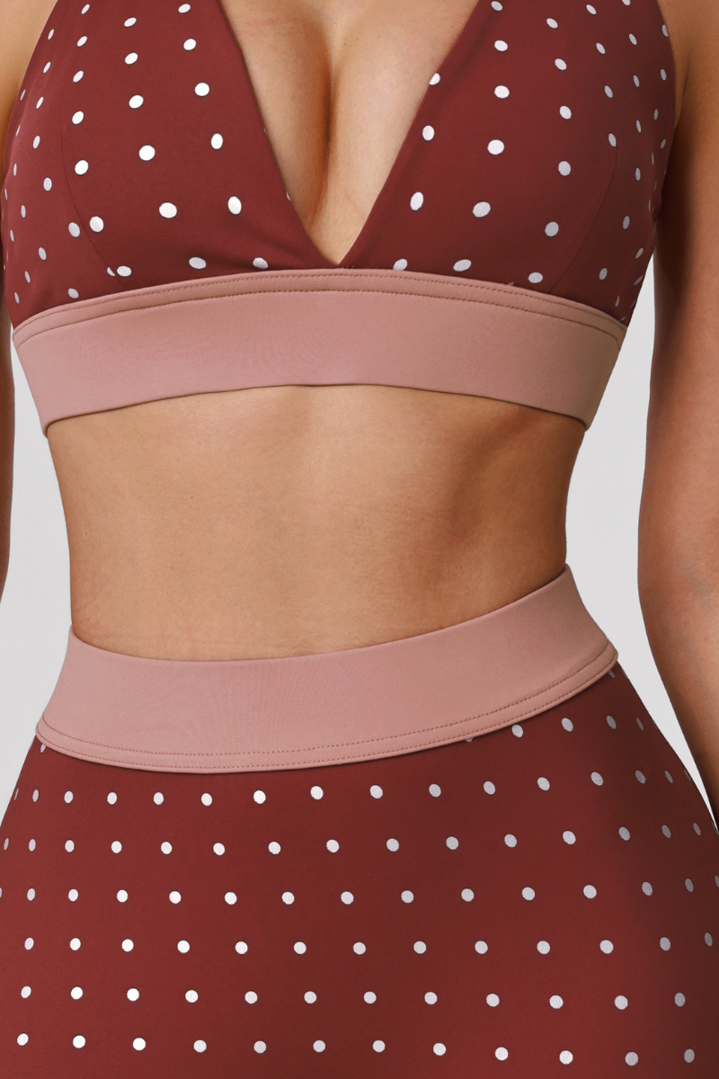 Women's Athletic Polka Dot Sets:V-neck Bra And Leggings