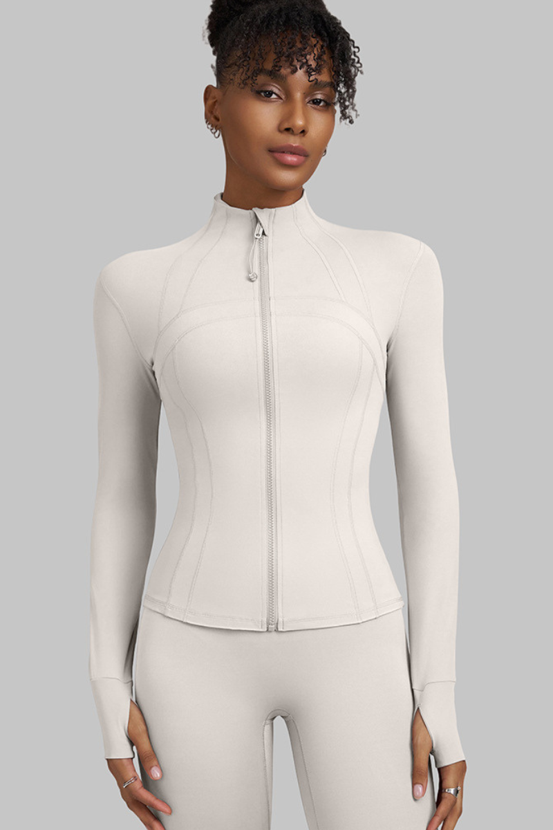 Collar-style jacket with zipper closure