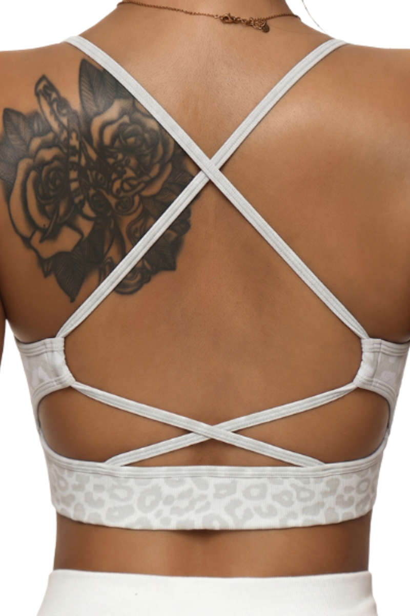 Women's Leopard Crisscross Back Sports Bra