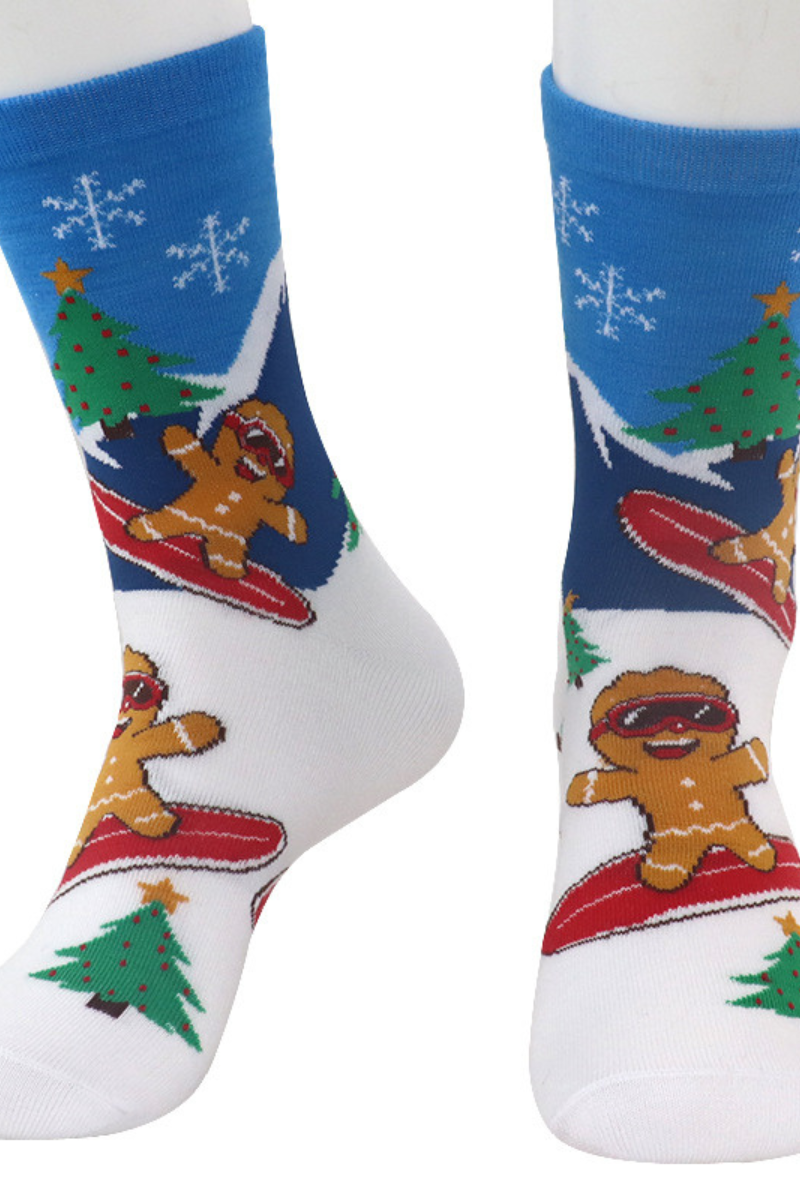 Unisex Christmas Graphic Print Mid-Calf Crew Socks