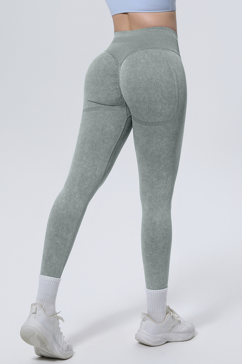 Women's Athletic Seamless Washed Pleated Yoga Leggings