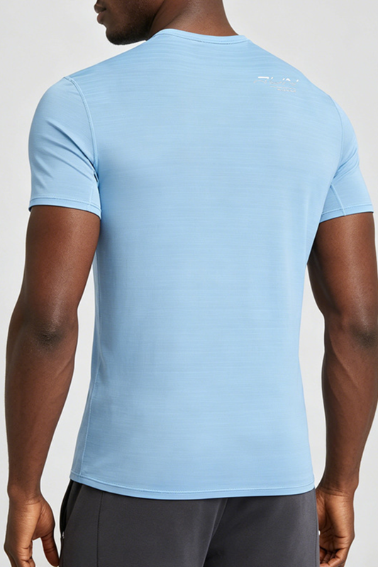 Men's Round-Neck Silk-Textured Sports Casual T-shirt