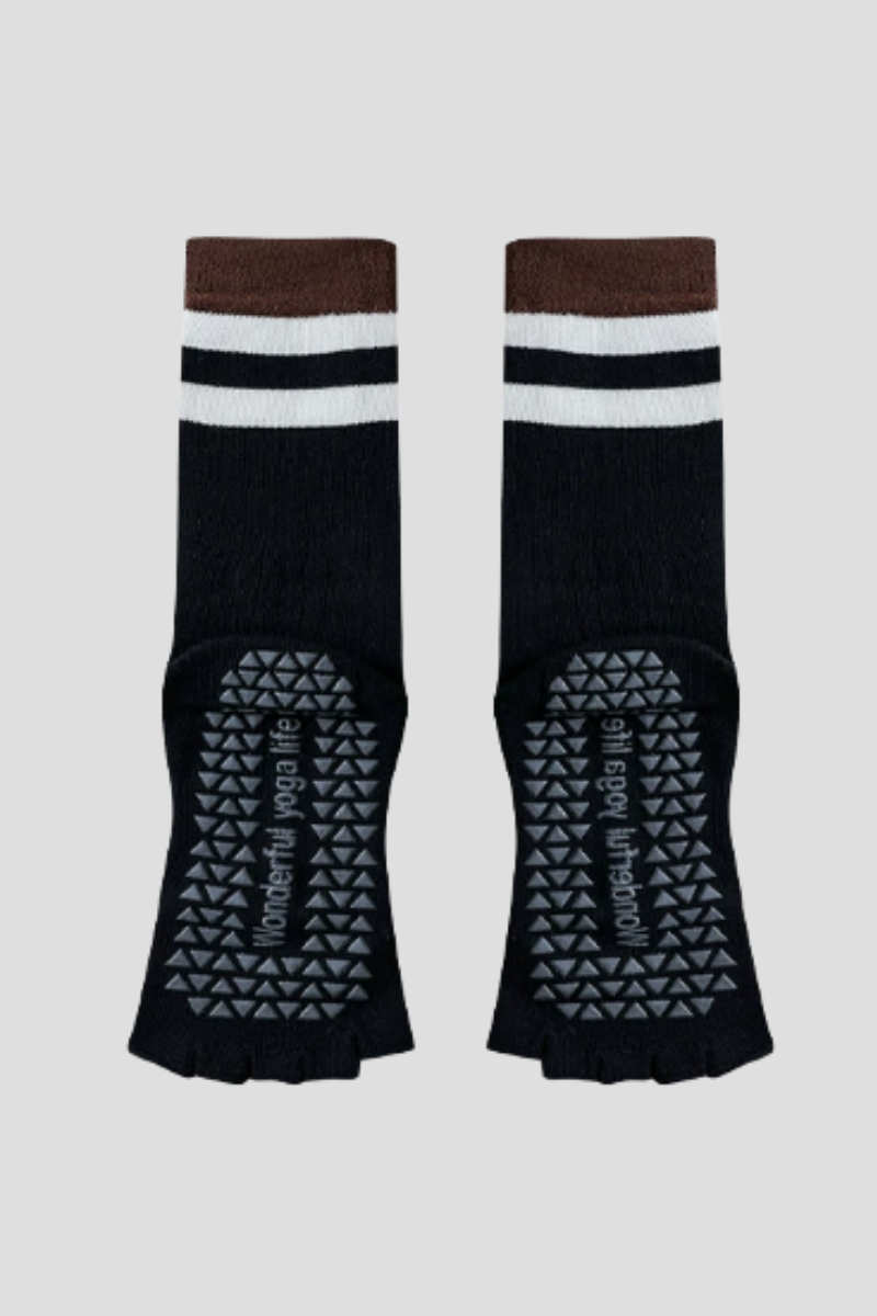 Women's Color Block Pilates Yoga Five Finger Socks