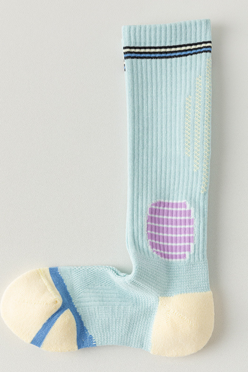 Women's Color Block High-Stretch Calf-High Spoprts Socks
