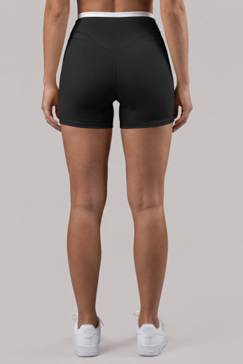 Women's Contrast Waist V-Shape Peach Butt Sports Shorts