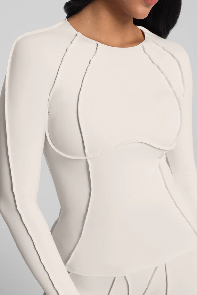 Women's Athletic Seam Detail Cropped Yoga Long Sleeve Top