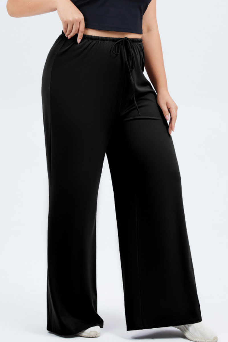 Plus Size Women's Drawstring Waist Loose-Fit Yoga Wide-Leg Pants
