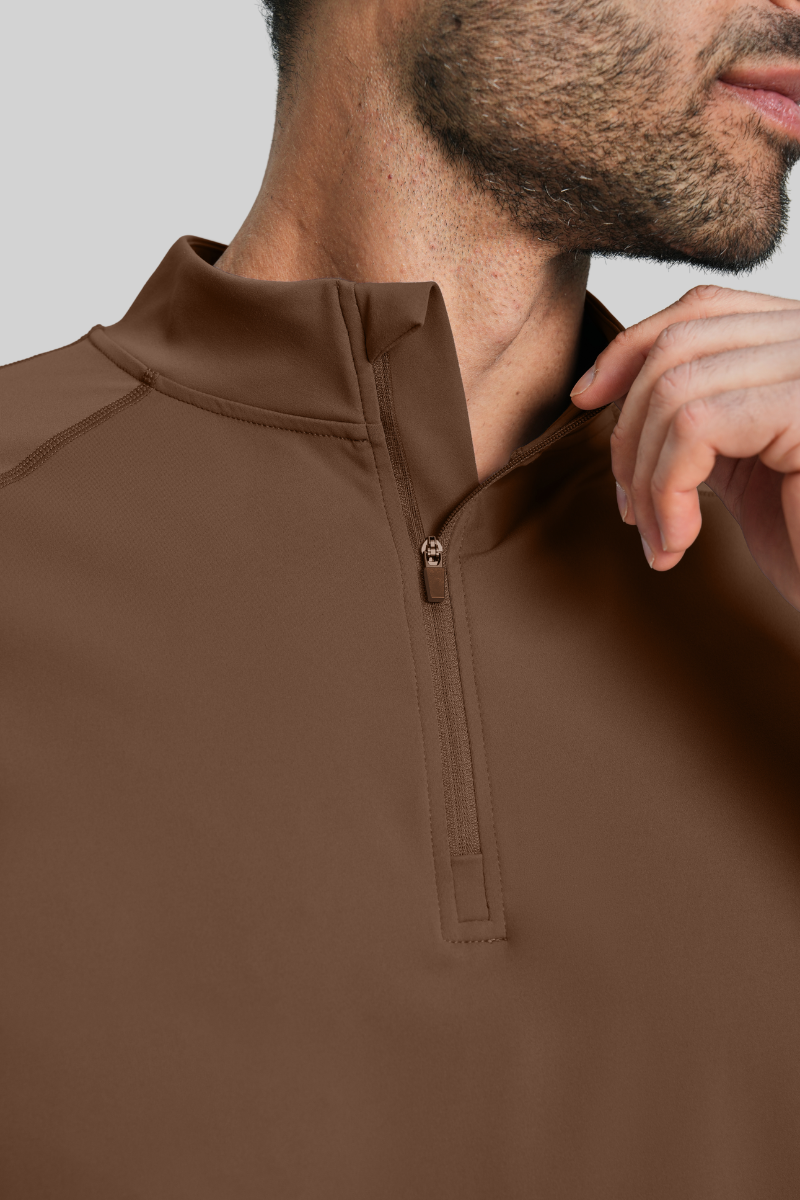 Men's Brushed Collar Semi-Zip Casual Sports Long Sleeve T-shirt