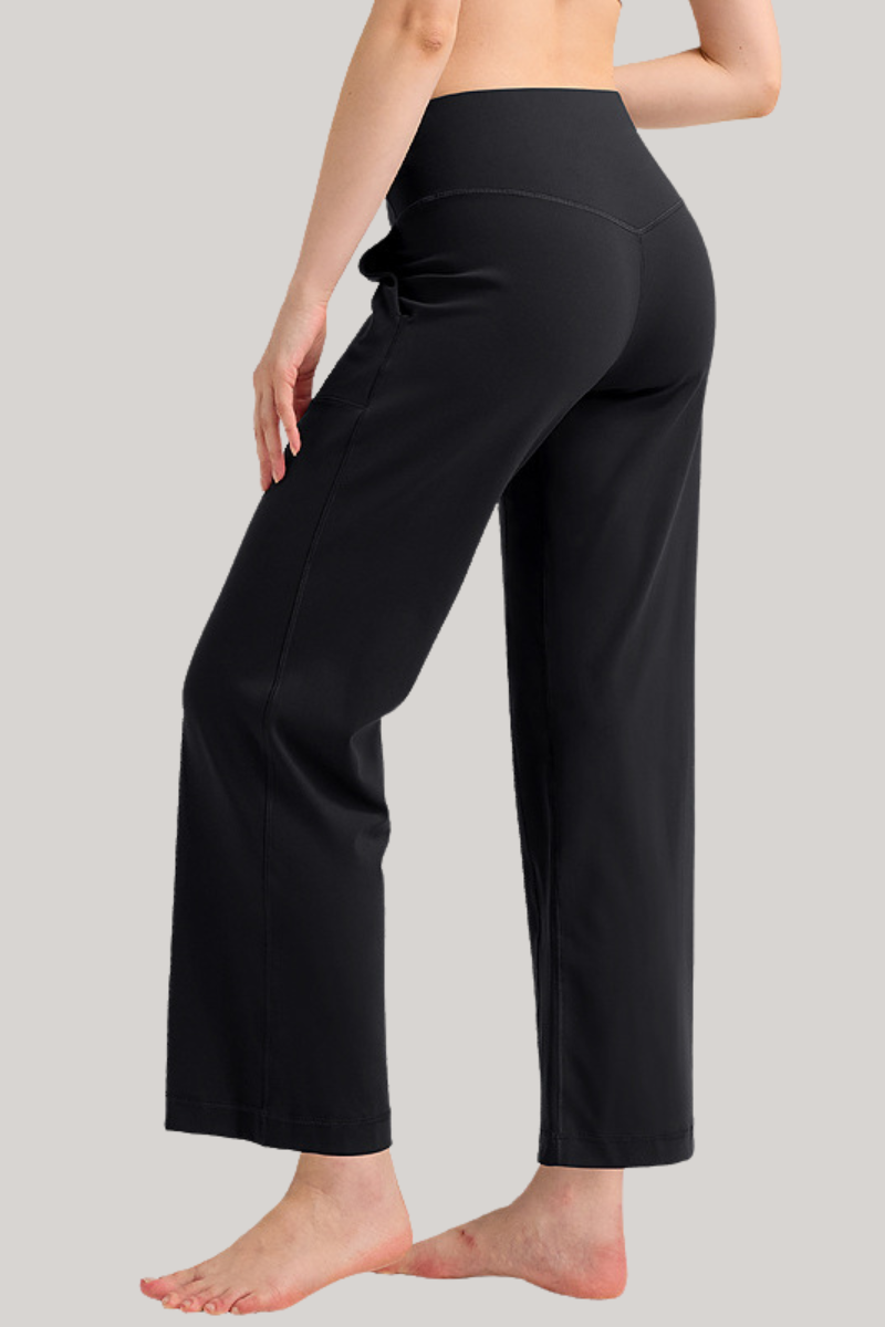 Women's Athletic Solid Quick-Dry Wide-Leg Yoga Pants