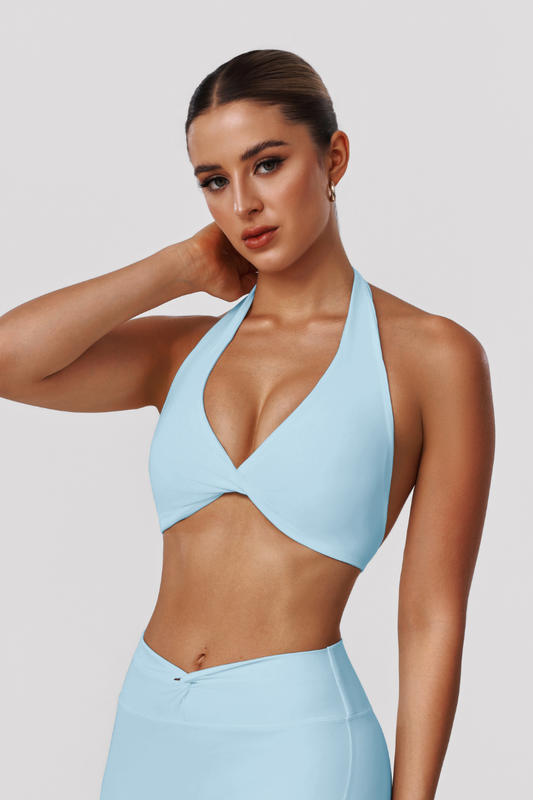 Women's Halter Wire-Free Built-in Pads Yoga Bra - Solid