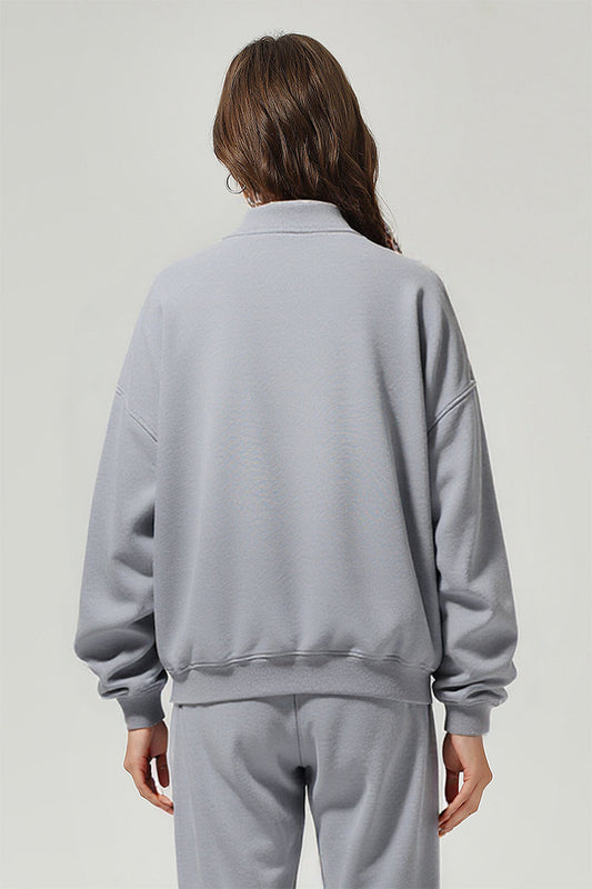 Men/Women Vintage Washed Zip-up Sweatshirt - Pure Cotton Terry Stand-up Collar