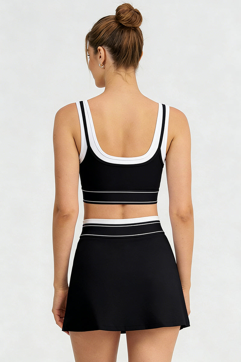 Women's Color Block Two-Piece Sets:Bra And Skirt