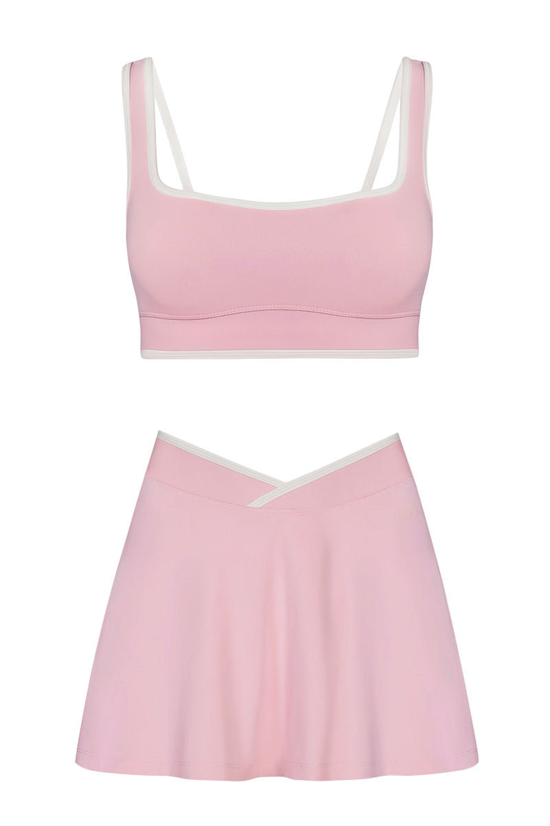 Women's Athletic Color Matching Bra Skirt Two-Piece Set