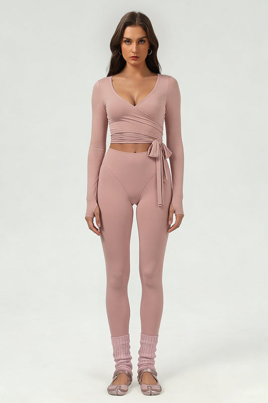 Women's ballet tie crop top and yoga pants set
