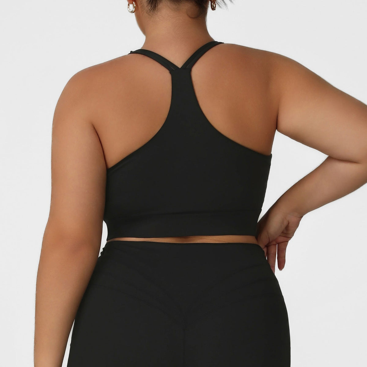Plus Size Women Front Pleated  Racerback Sports Bra