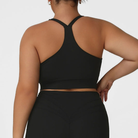 Plus Size Women Front Pleated  Racerback Sports Bra