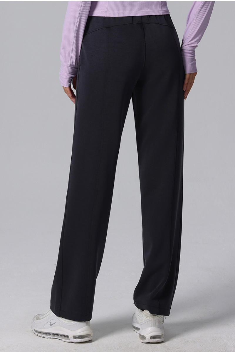 Women's Modal Air Layer Solid Sports Straight-Leg Pants