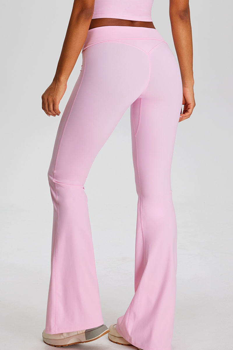 Women's Athletic Solid Pleated Buttocks Lift Flare Pants