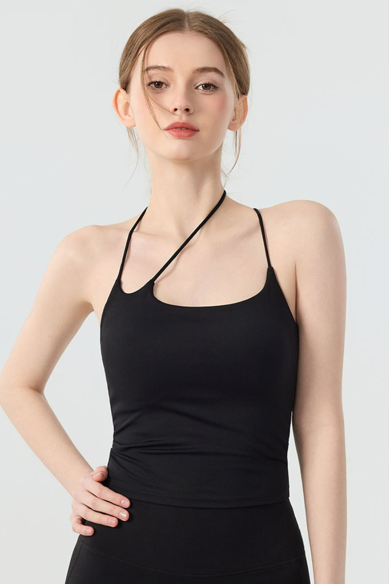 Women's Athletic Irregular Thin Strap Halter Yoga Tank Top