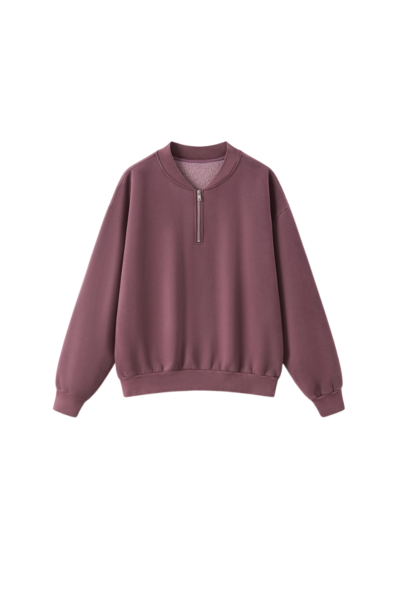 Unisex Fall Vintage Washed Fleece Quarter Zip Sweatshirt