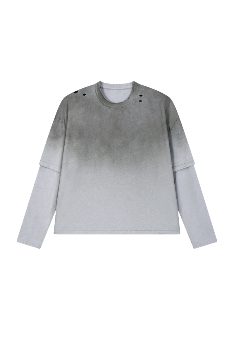 Men's 100% cotton Vintage Wash Gradient Relaxed Pullover