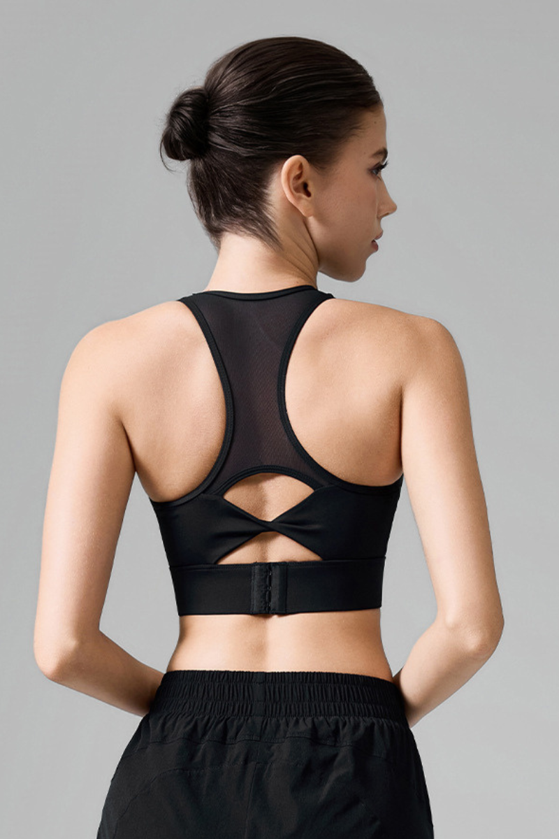 Women's Mesh Splicing Racerback Wide Strap Athletic Tennis Bra