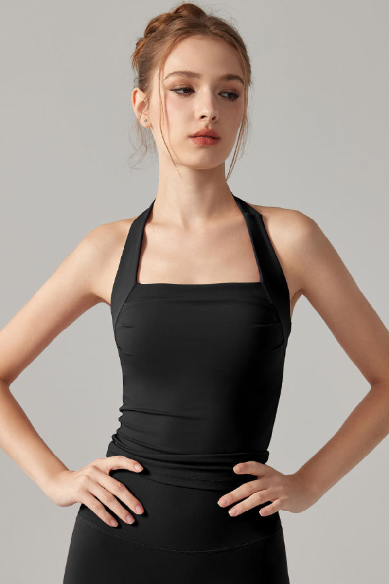 Women's Athletic Square Neck Halter Padded Yoga Tank Top