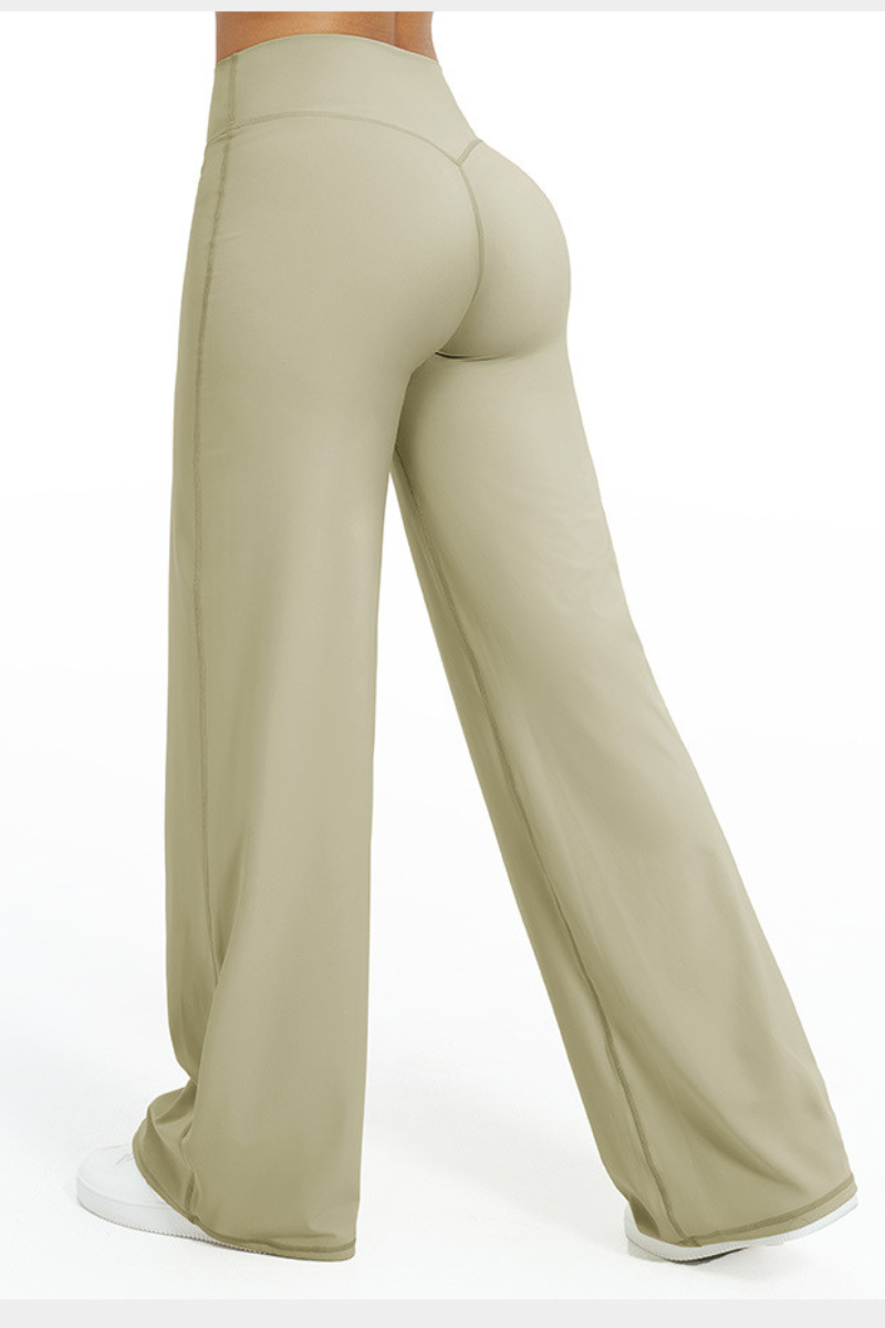 Women's Brushed Wide Waistband Draped Wide Leg Pants