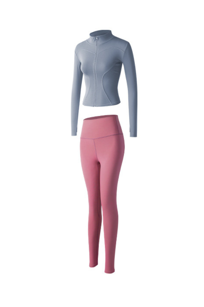 Women's Athletic Sets:Stand Collar Jacket And Leggings