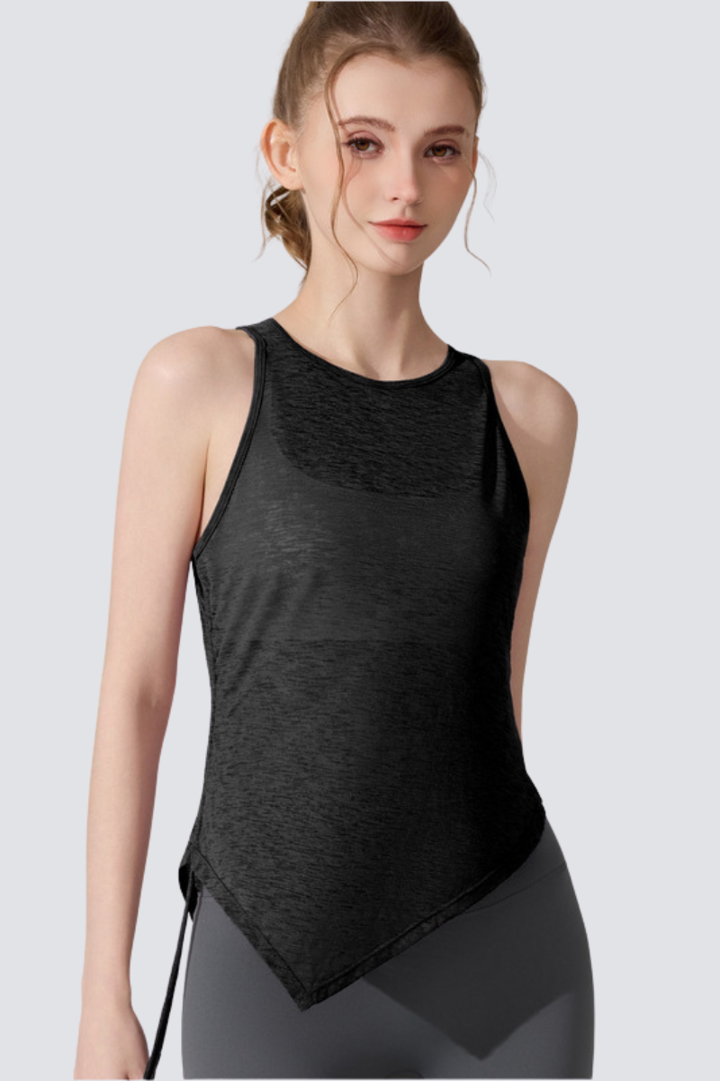 Women's  Summer Side Drawstring Sheer Breathable Tank Top