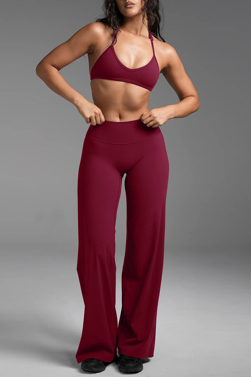 Women's Halterneck Bra And Casual Straight-Leg Pant Set
