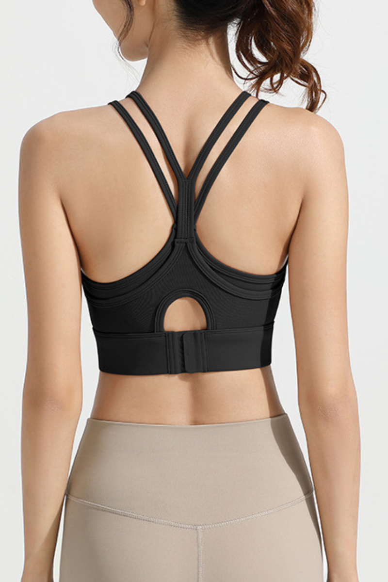 Women's Fake Two-Piece Antibacterial Naked Feel Sports Bra
